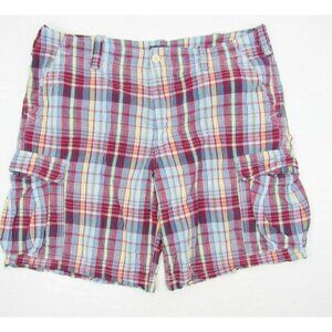 Ralph Lauren Polo Jeans Company Dry Goods Madras Plaid Cargo‎ Shorts 42 Blue Red